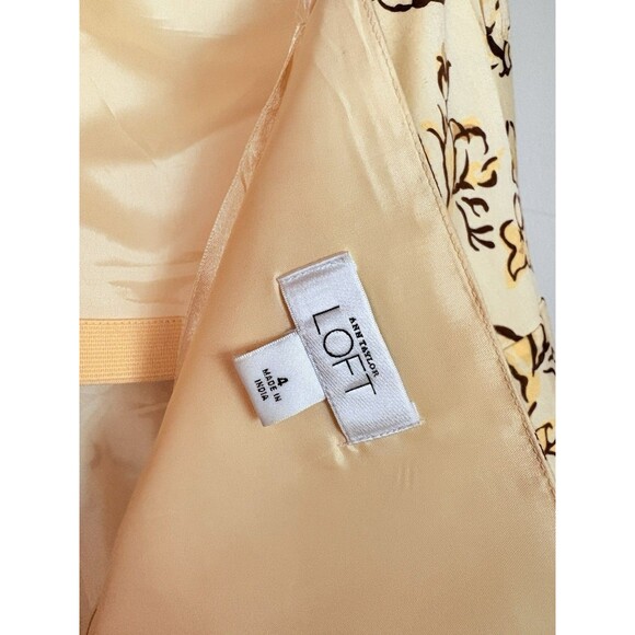 LOFT Yellow Strapless Fit & Flare MIDI Floral Dress, Removable Straps SZ 4 Small - Picture 15 of 16